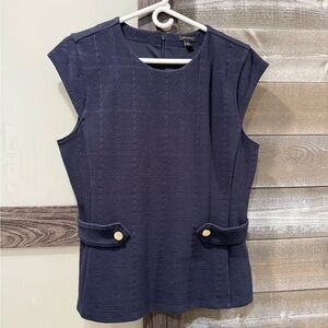 Ann Taylor Navy Blue Textured Blouse